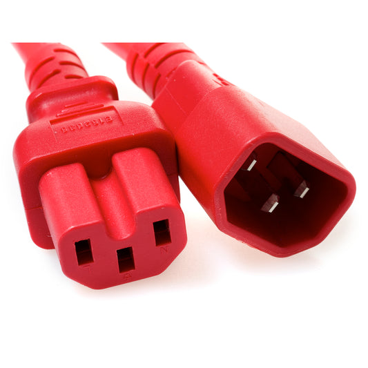 1 FT C14-C15 Red PDU- Server 15 Amp Power Cord