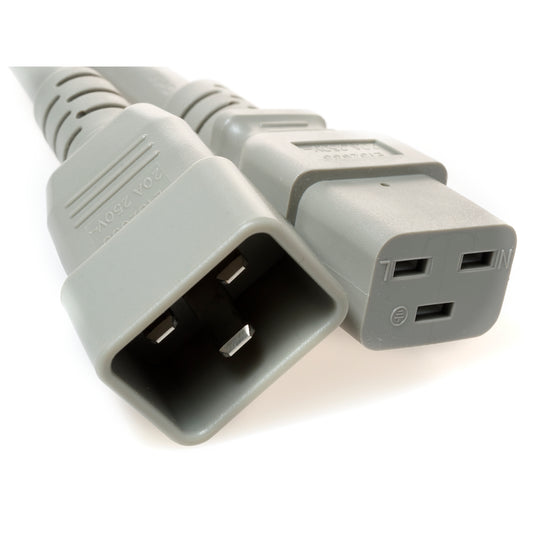 2 Feet C20 to C19 PDU to Server 20 Amp Power Cord- Gray