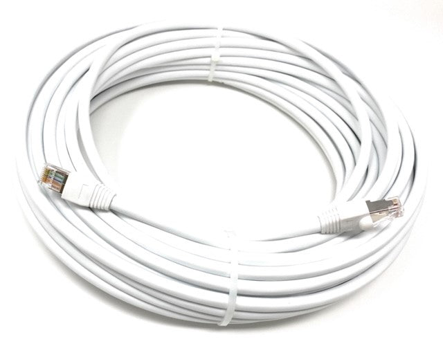 Cat6 25 Feet Outdoor UV Resistant Waterproof Shielded Direct Burial Ethernet Cable - White Jacket