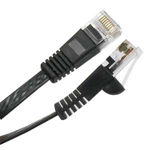 Cat6 Flat Ethernet Patch Cable 15 Ft Black- 550Mhz