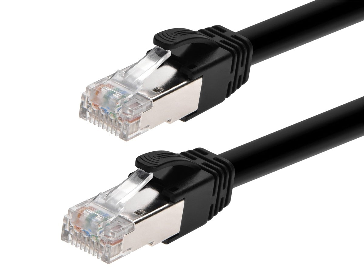 15ft - Cat6A 10GB POE Shielded Ethernet Cable that carries up to 90Watt DC Power - Black
