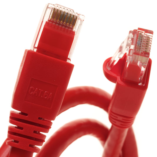 100Ft Cat6A 24AWG Red Snagless Ethernet Network Patch Cable
