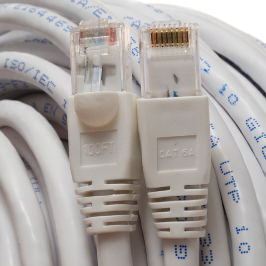 20Ft Cat6A 24AWG White Snagless Ethernet Network Patch Cable