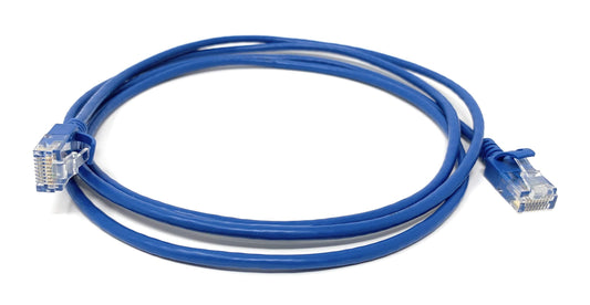 50Ft Cat6A UTP Slim Ethernet Network Booted Cable 28AWG Blue