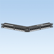 DataPatch 24-port category 5e punchdown angled patch panel in black, (1 RU).
