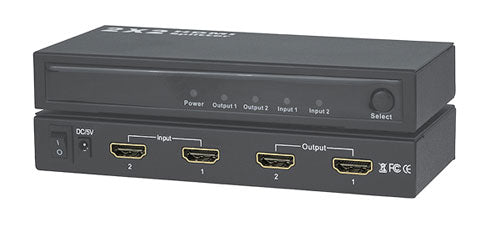2x2 HDMI Switcher with Built-in Splitter with 3D support