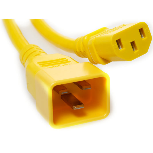 C20 Plug Male to C13 Connector Female 12 Feet 15 Amp 14/3 SJT 250v Power Cord- Yellow