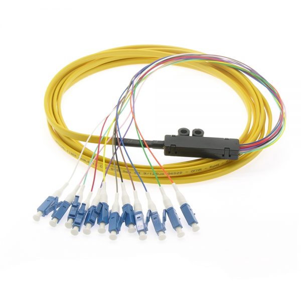 3m 12 Fiber LCU PC Singlemode Yellow Flat Ribbon Pigtail Cable