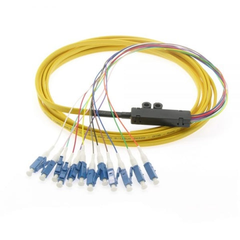 3m 12 Fiber LCU PC Singlemode Yellow Flat Ribbon Pigtail Cable