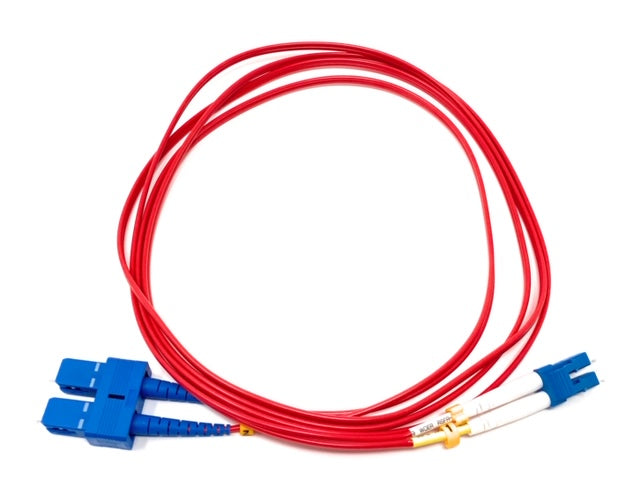 LC TO SC 9/125 Duplex Singlemode Fiber Optic Cable-2 Meter Red Jacket