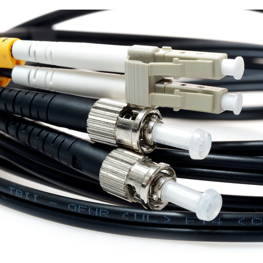 LC TO ST 50/125 OM4 Duplex Multimode Fiber Optic Cable-1 Meter Black J