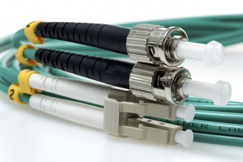 LC TO ST 50/125 OM4 Duplex Multimode Fiber Optic Cable-10 Meter Green