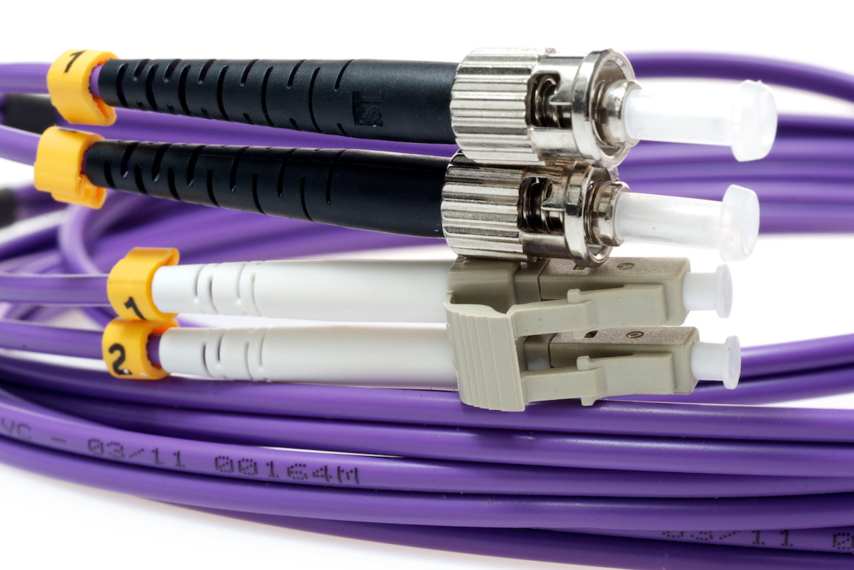 LC TO ST 62.5/125 Duplex Multimode Fiber Optic Cable-1 Meter Purple Jacket