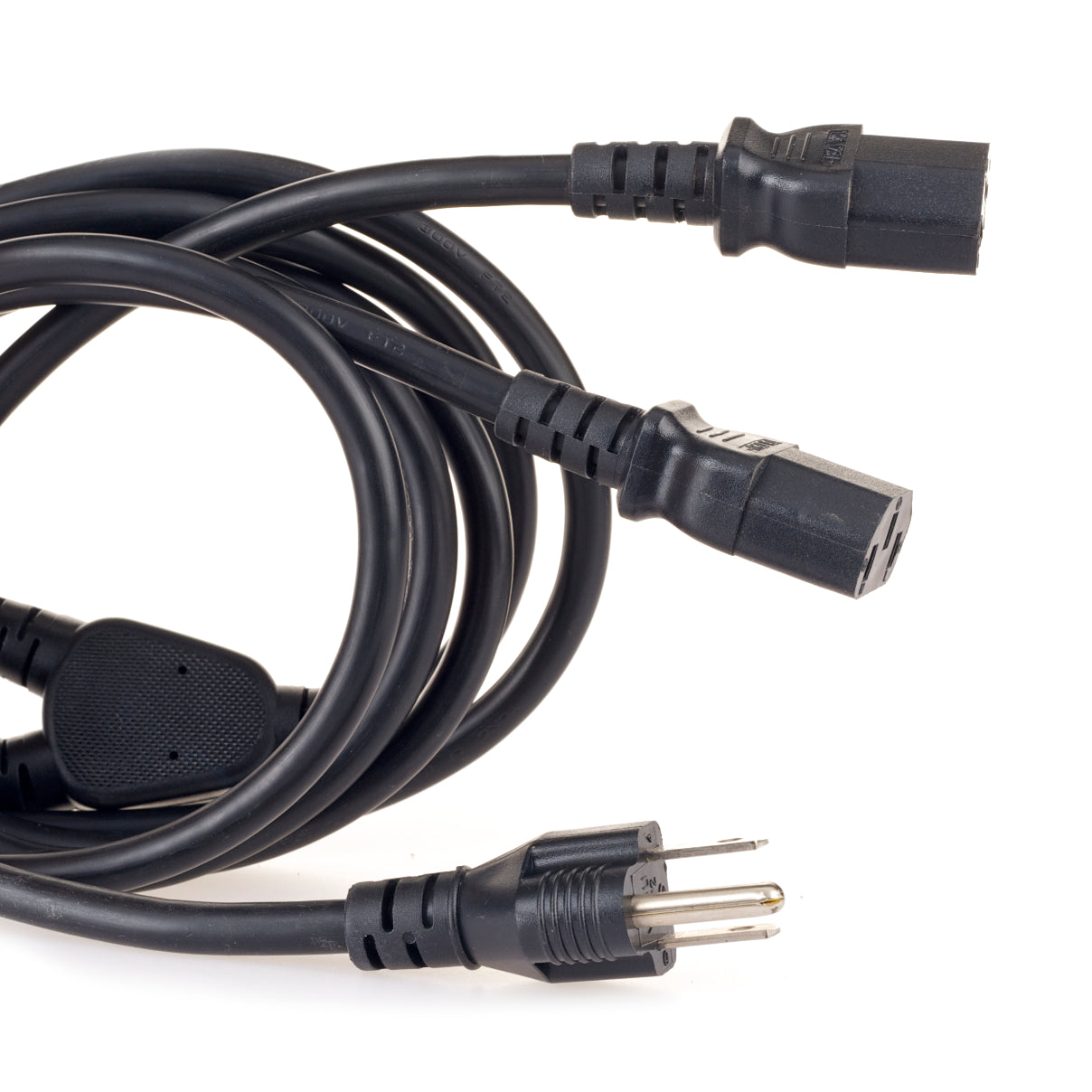 NEMA 5-15P to IEC C13 15 Amp 125 Volt Y Cable 2 ft