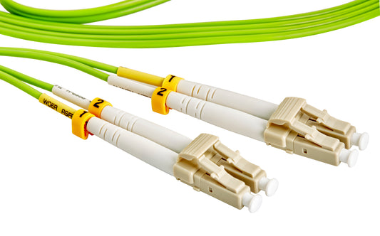 LC-LC 3 Meter OM5 Duplex Aqua Jacket Fiber Optic Cable- 50 micron 850nm Laser Optimized