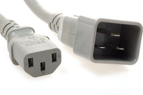 C20 Plug Male to C13 Connector Female 8 Feet 15 Amp 14/3 SJT 250v Power Cord- Gray