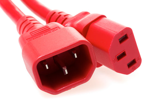 5-Pack PDU Power Cord- Red Jacket - 3 Feet C14 to C13 - 10Amp 18 awg