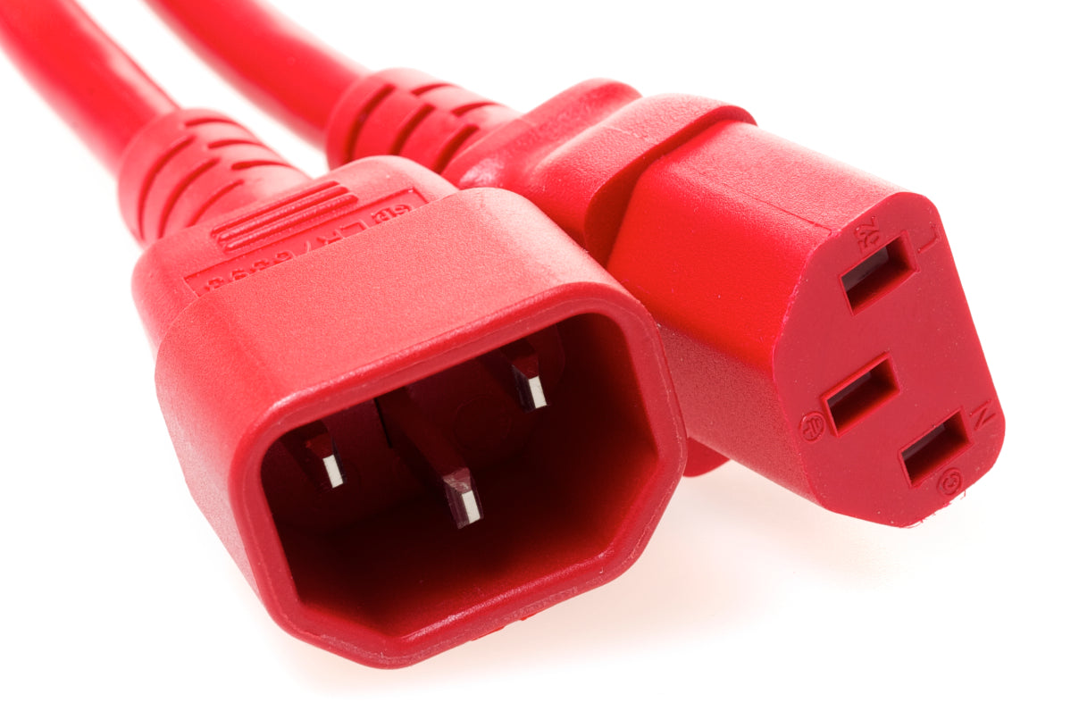 5-Pack PDU Power Cord- Red Jacket - 6 Feet C14 to C13 - 10Amp 18 awg