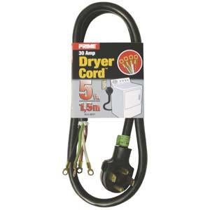 5Ft 10/4 30 Amp Black 4-Wire Dryer Cord