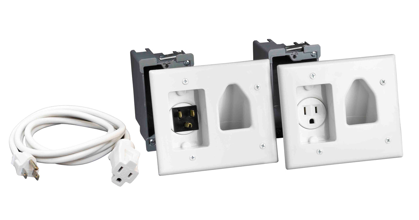 Recessed Pro-Power Kit With Straight Blade Inlet White