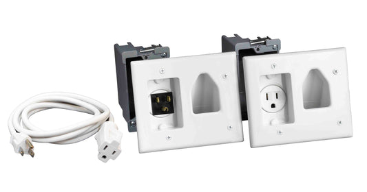 Recessed Pro-Power Kit With Straight Blade Inlet White