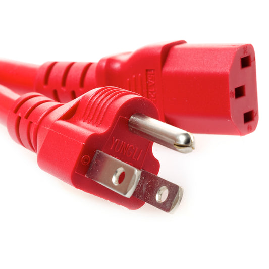 5-15P TO C13  PC to AC Outlet 10 Amp Power Cord- Red