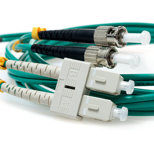 SC TO ST 50/125 Duplex Multimode Fiber Optic Cable-5 Meter Green Jacket