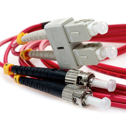 SC TO ST 9/125 Duplex Singlemode Fiber Optic Cable-1 Meter Red Jacket