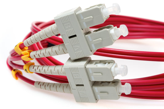 SC TO SC 50/125 OM4 Duplex Multimode Fiber Optic Cable-2 Meter Red Jac