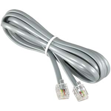 7Ft RJ11 Modular Silver Satin Cable Straight- for Data