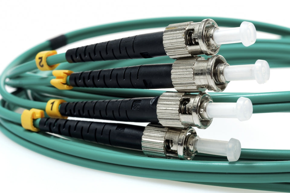 ST TO ST 50/125 Duplex Multimode Fiber Optic Cable-3 Meter Green Jacket