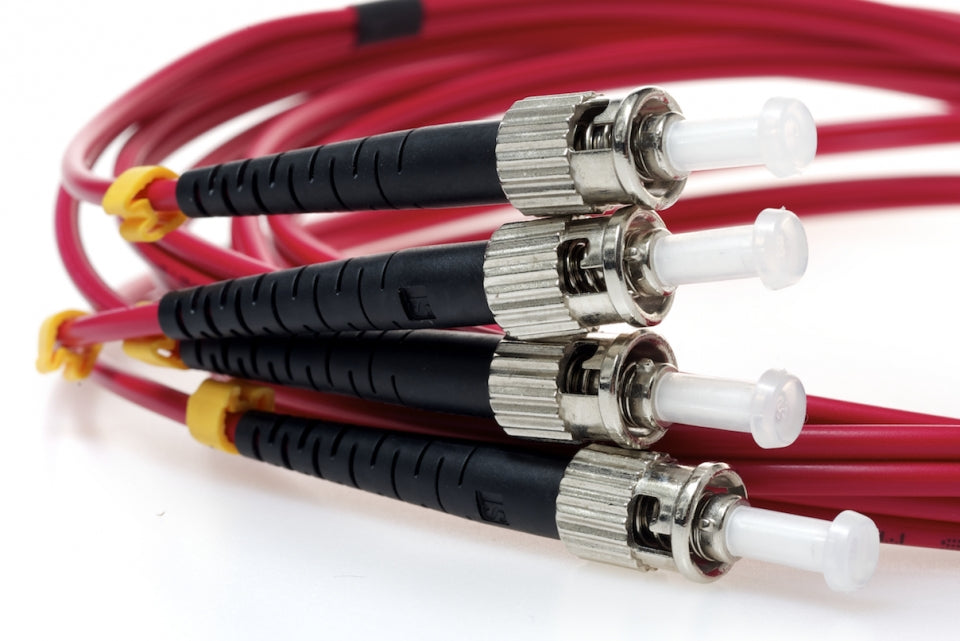 ST TO ST 50/125 Duplex Multimode Fiber Optic Cable-5 Meter Red Jacket