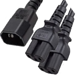 C14 Plug to 2xC15 Connector Splitter Power Cord 15Amp 14Awg - 6 feet