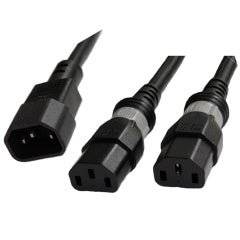 Power Cord C14 to 2x C13 S-Lock Black 10 Feet overall with 24 inch leg