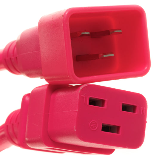 1 Feet C20 TO C19 PDU to Server 20 Amp Power Cord- Pink