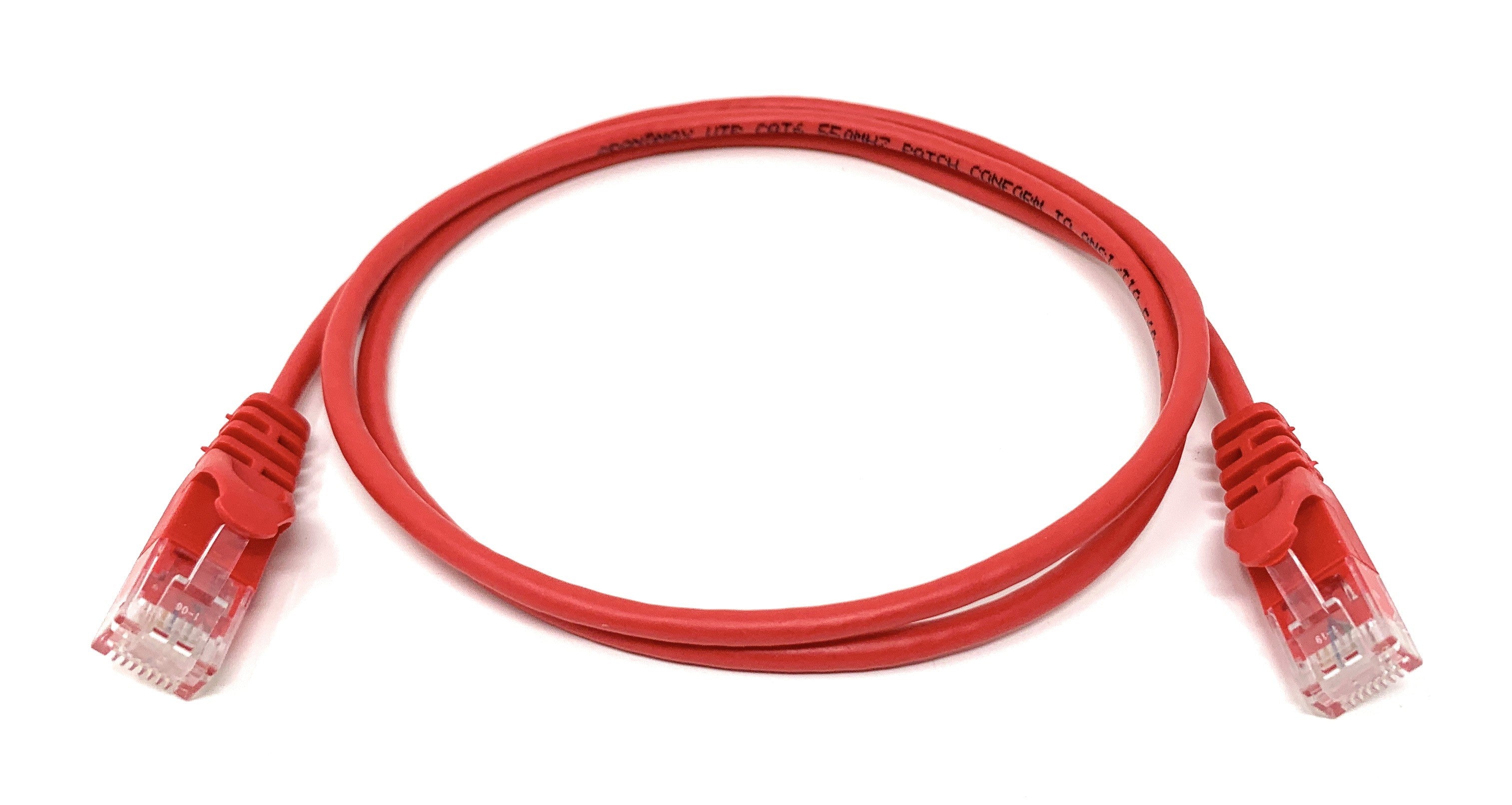 Red 100' Cat6 Slim Jacket Cable - 30awg Ethernet Patch Cable