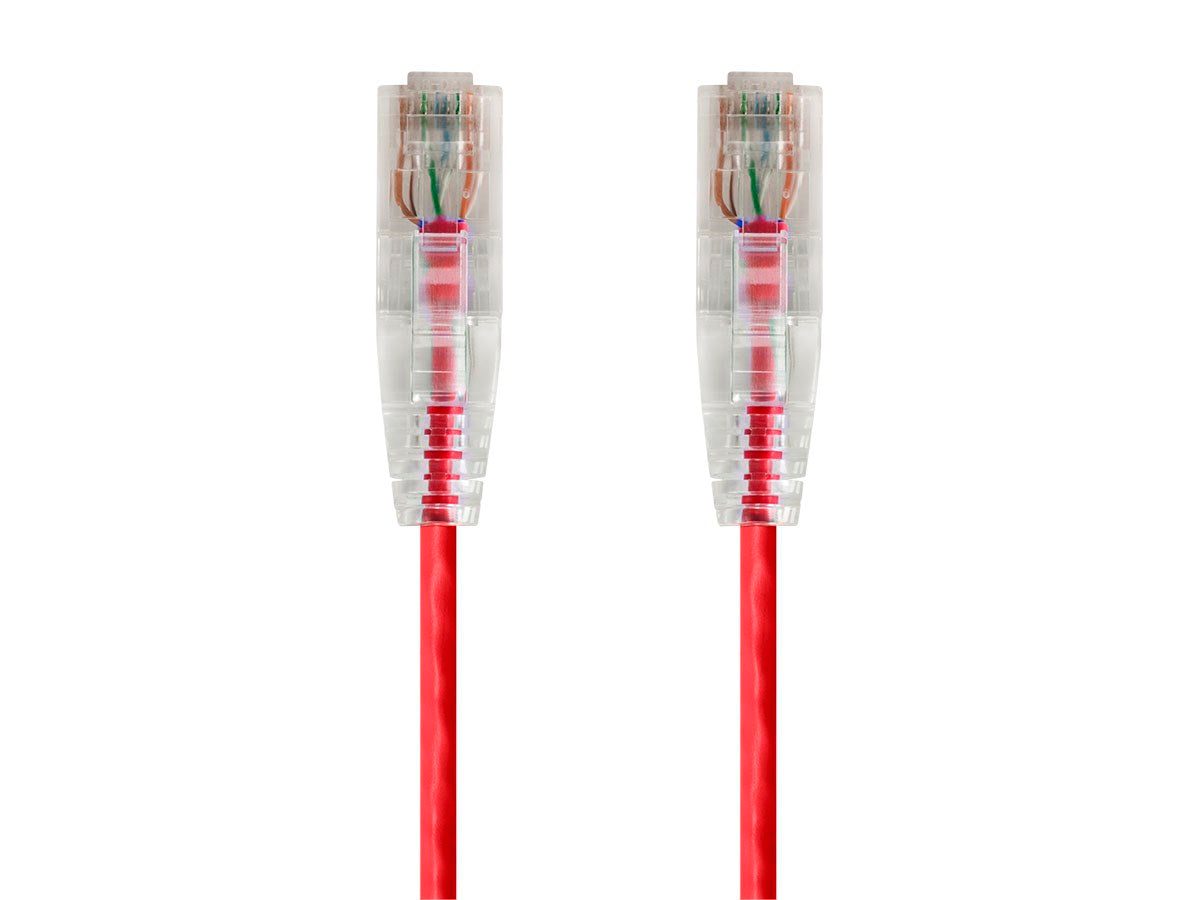7Ft Red Cat6 Slim Jacket 28awg Network Patch Cable 550MHz