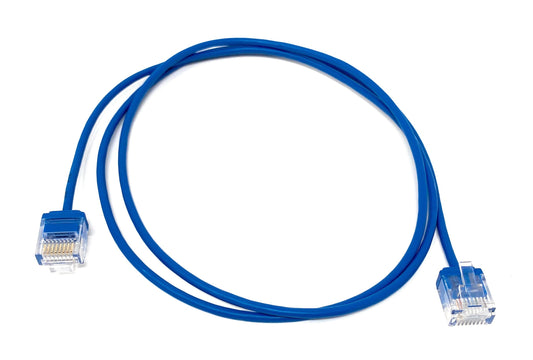 2Ft Blue Cat6A Slim Jacket 32awg Network Patch Cable 600MHz
