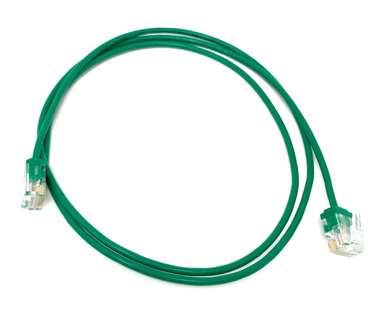 2Ft Green Cat6A Slim Jacket 32awg Network Patch Cable 600MHz