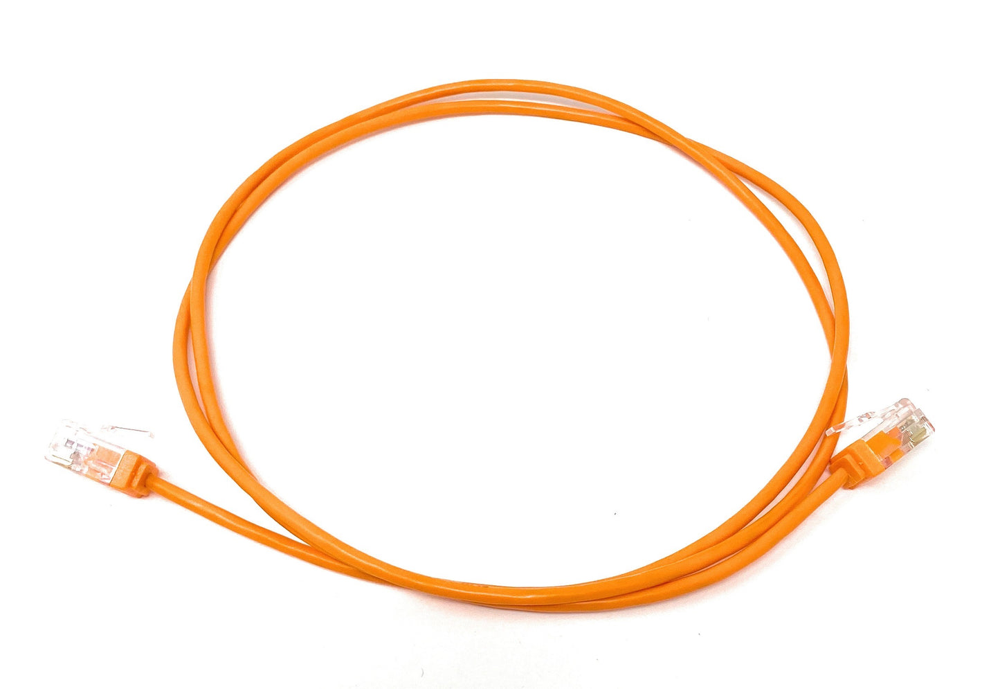 2Ft Orange Cat6A Slim Jacket 32awg Network Patch Cable 600MHz