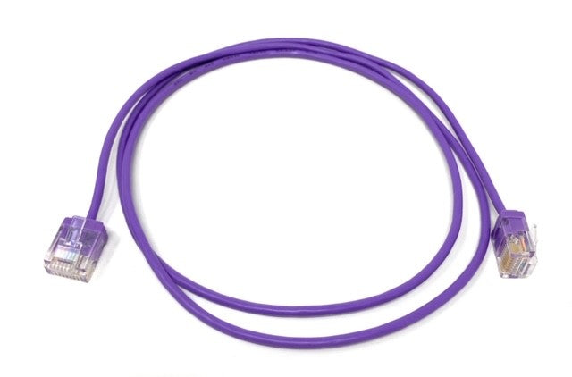 2Ft Purple Cat6A Slim Jacket 32awg Network Patch Cable 600MHz