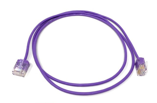 2Ft Purple Cat6A Slim Jacket 32awg Network Patch Cable 600MHz