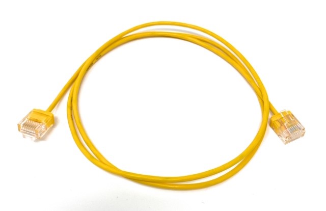 2Ft Yellow Cat6A Slim Jacket 32awg Network Patch Cable 600MHz