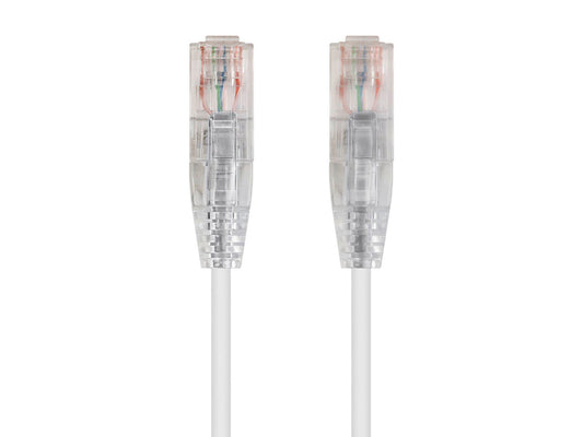 1Ft White Cat6 Slim Jacket 28awg Network Patch Cable 550MHz