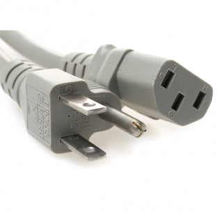 15ft 16 AWG Hospital Grade Power Cord (NEMA 5-15P to IEC320C13R) - Gray