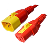 C14 Plug to C13 Connector 4 Feet PDU Cable with V-Lock- Secure Connection on both ends - Red Jacket