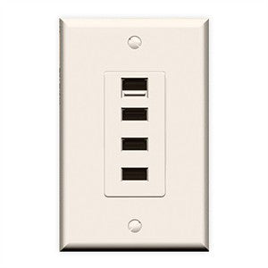 AC Wall Outlet With 4 Built-in USB Ports-Ivory