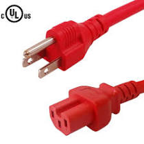 1 ft - 5-15P to C15 Power Cord 14awg 15amp - Red