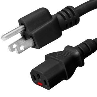 15ft 16 AWG Hospital Grade Power Cord (NEMA 5-15P to IEC320C13) - Black