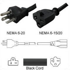 NEMA 6-20P to NEMA 6-20R - 20A 6 Feet Extension Cable